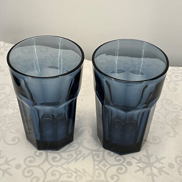Libbey Gibraltar Dusky Blue Set Of 2 Blue Tall Glasses - Picture 2 of 6
